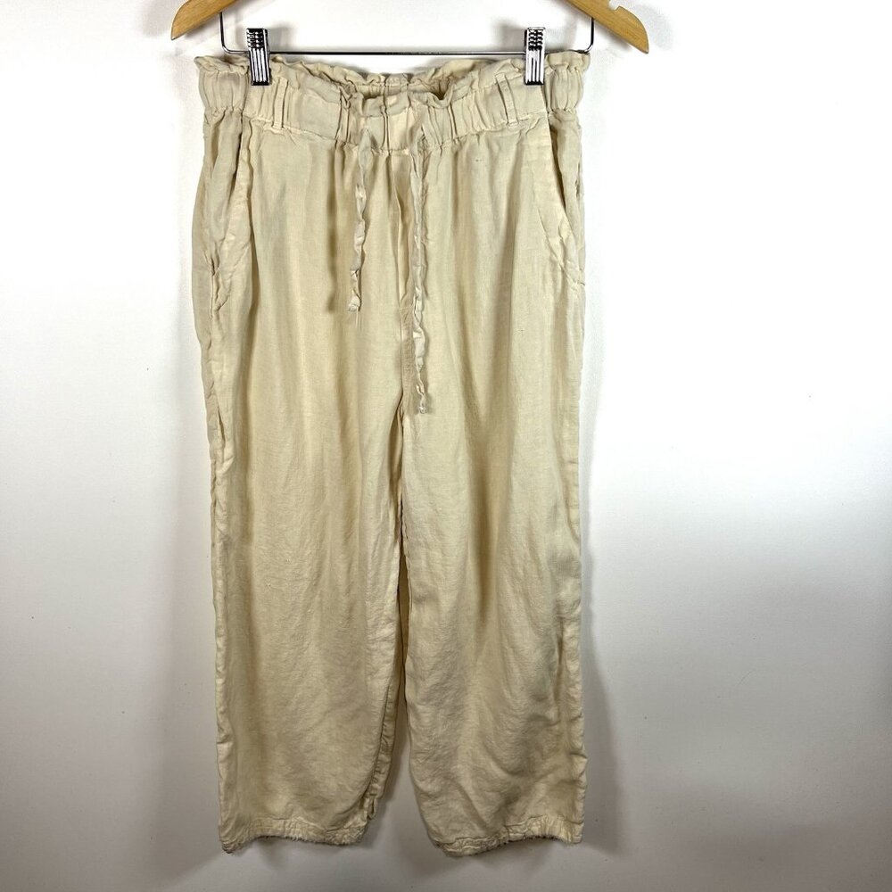 Cloth & Stone Boho Crop Linen Pants Women Small Distressed Chic Lagenlook Frayed
